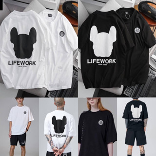 เสื้อยืดแขนสั้น LIFE WORK 🐶 Unisex 👱🏻‍♂️👩🏼‍🦰 cotton 💯 ผ้านุ่ม ใส่สบายตัว พร้อมส่งจากไทย 🚚 ร้านค้าจัดส่งไว