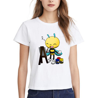 เสื้อยืด คอกลม แขนสั้น ลายการ์ตูน ผึ้ง BEE Cotton 100%