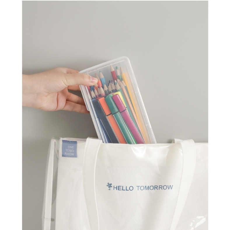 กล่องเก็บดินสอความจุขนาดใหญ่ใสกล่องเก็บเครื่องเขียนผู้ถือปากกาสีตะกั่วเด็กดินสอสีวาดภาพร่างปากกากระเป๋า