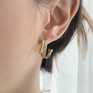 Ivy nail 14k hoop earrings. (ต่างหูห่วงตะปู)