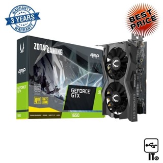 VGA ZOTAC GEFORCE GTX 1650 AMP CORE - 4GB GDDR6 [ZT-T16520J-10L] ประกัน 3Y การ์ดจอ กราฟิกการ์ด