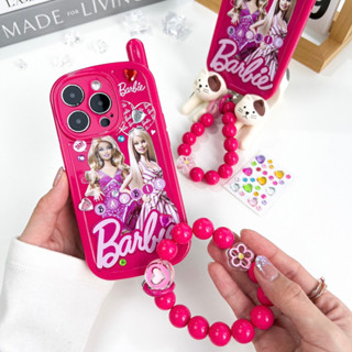 พร้อมส่ง💅🏻สำหรับ iPhone เคสไอโฟน Barbie + โซ่คล้องมือ + สติ๊กเกอร์ เคสคล้องมือ เคสบาร์บี้ I11-13Promax,14,14Pro,14Promax