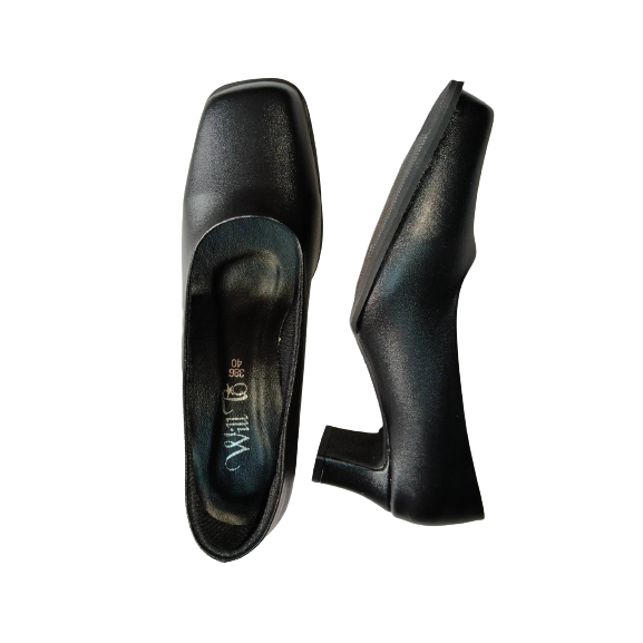 รองเท้าคัชชูหัวตัด 386 สีดำ พร้อมส่ง สูง 2 นิ้ว Size 35-46 ราคาถูกจากโรงงานผลิตเอง