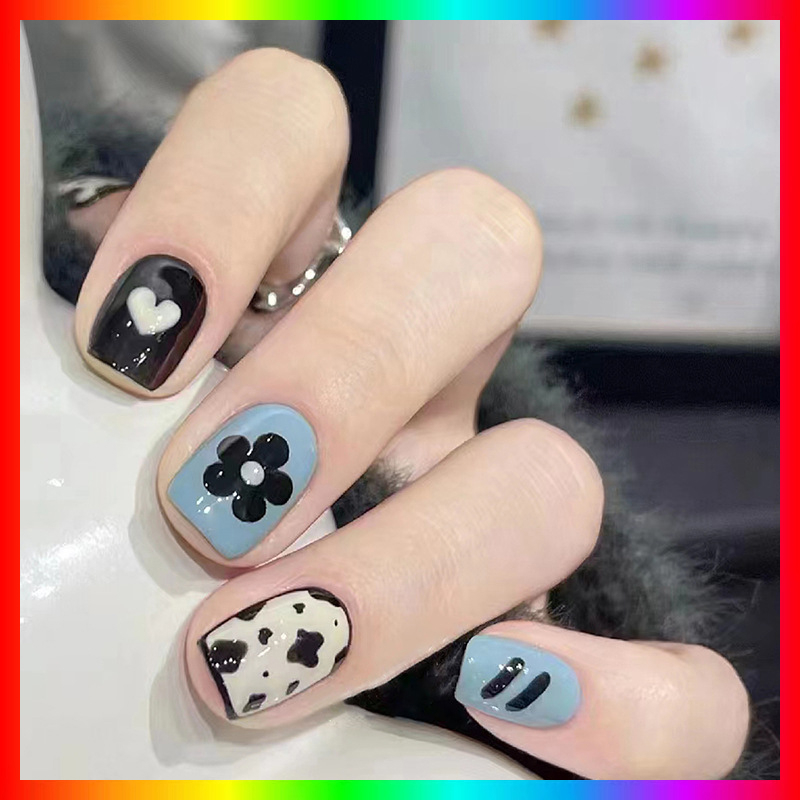 ร้านไทย 【R778】พร้อมส่ง เล็บปลอมสีเจล24ชิ้น เล็บปลอมสำเร็จรูป ใหม่เล็บปลอมกันน้ำ