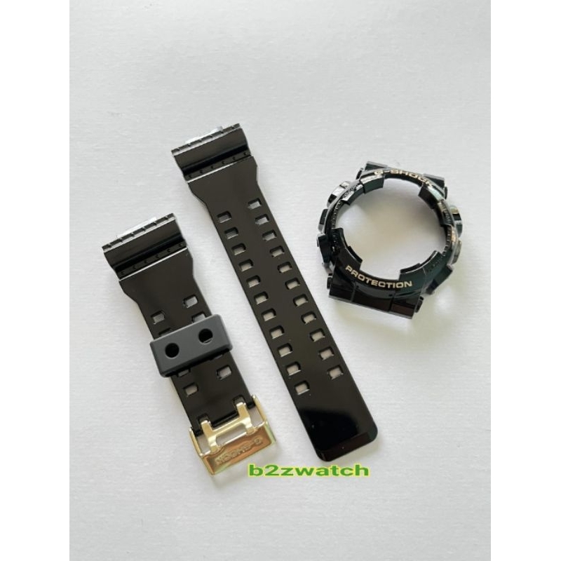 กรอบสายพร้อมตะขอg-shock​ของแท้รุ่นga-110/ga-100 ดำเงาตะขอทอง