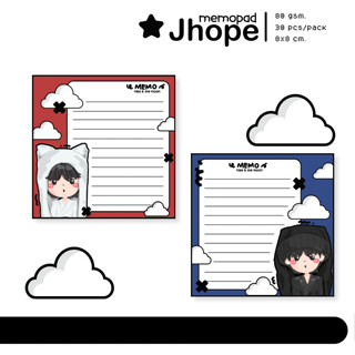 Jhope [ BTS ] memopad 😼 - Rubynthemoon (กระดาษโน๊ต) ลายพิโฮป ✨ 8x8 cm. พร้อมส่ง