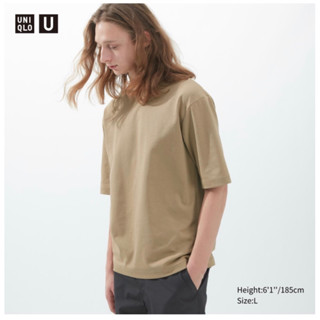 Uniqlo เสื้อยืด U AIRISM คอตตอน คอกลม แขน1/2 ทรงหลวม