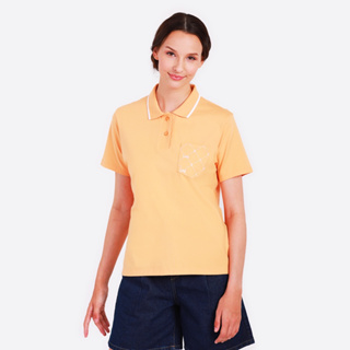 LEE แท้ 100 % ขายชนช็อป เสื้อยืดโปโลผู้หญิง คอลเลคชั่น Logo Mania ทรง SEASONAL รุ่น LE L2023101 สีส้ม