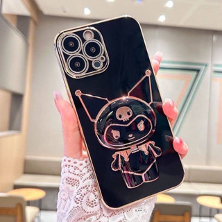 เคสTPUขอบเงา+ขาตั้งคุโรมิกระจก VIVO V29(5G) Y02A 🚛พร้อมส่ง สามารถตั้งได้กระจกดูได้จริง