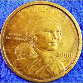 เหรียญ​ส​ห​รัฐ​อเมริกา​ USA, 1 Dollar,(Sacagawea Dollar)​, #1662L, ใช้แล้ว
