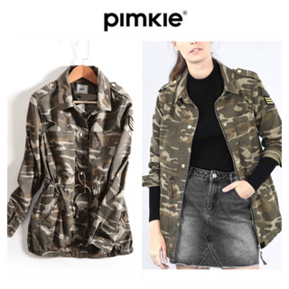 เสื้อทหาร แจ็คเก็ตลายพราง เสื้อนอก แนวทหาร camo flag แบรนด์PIMKIE