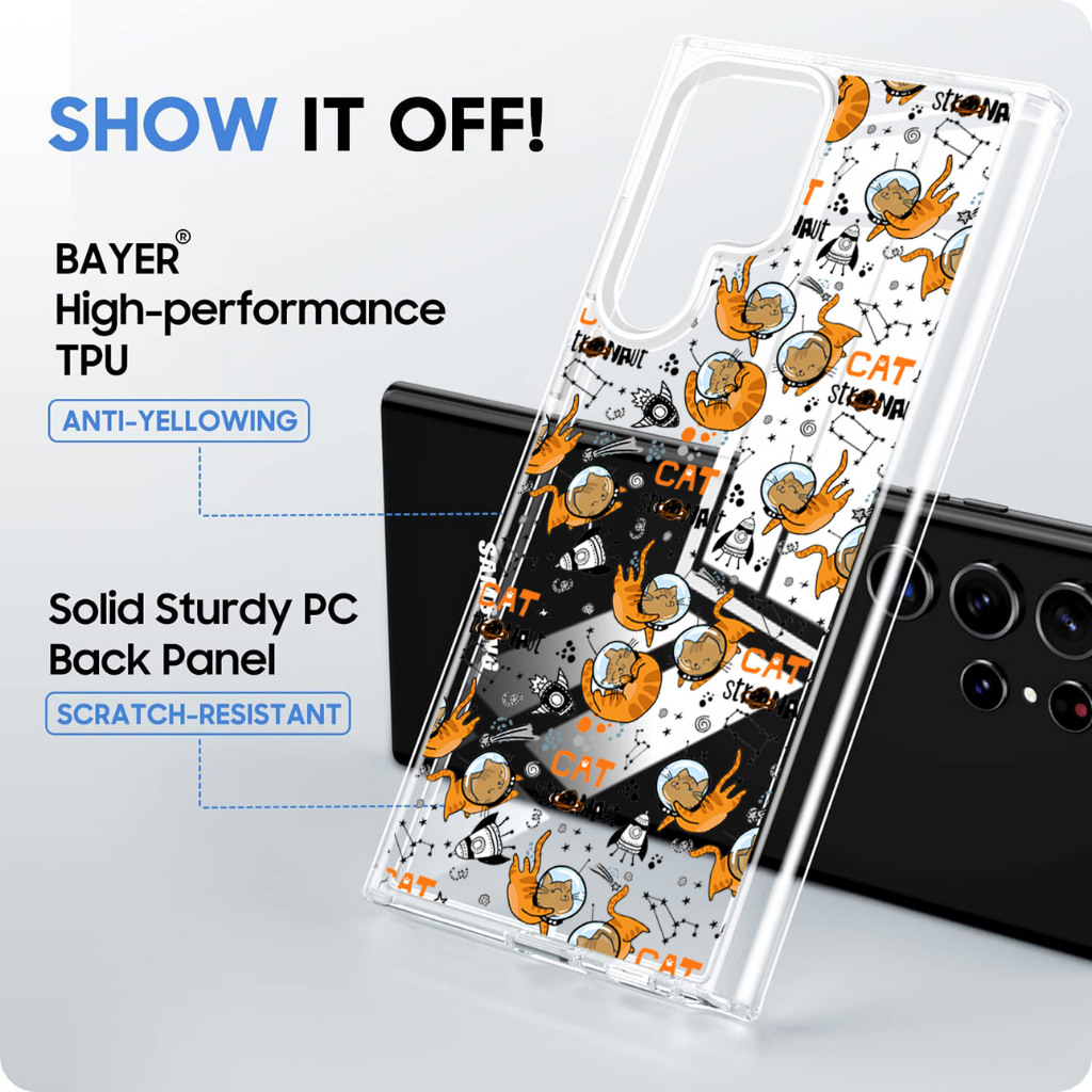 (แถมฟิล์ม) เคส FenixShield Crystal Hybrid [ CATINSPACE ] สำหรับ Samsung Galaxy S25 / S24 / S23 / S22 / Plus / Ultra / FE ราคา ถูกที่สุด ดีลบีเคเค แกลเลอรีภาพที่ 3