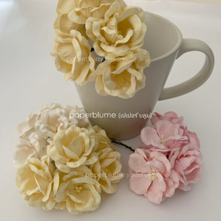 50mm/ 5 ซม /2 นิ้ว โบตั๋น ดอกไม้กระดาษสา งานประดิษฐ์ งานแต่ง Mulberry Paper Flowers ชมพู ครีม ขาว (43)