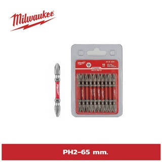 ดอกไขควง 2 หัว (pack 10 ชิ้น) MILWAUKEE NO.48-32-4361D Screw Driver Bit Double End PH2 x 65 mm.