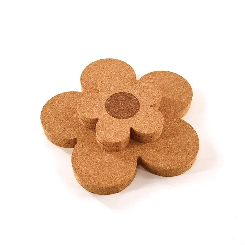 Goose Hours ที่รองแก้ว กันความร้อน รูปทรงดอกไม้ สุดน่ารัก ป้องกันการลื่น ทำจากไม้ก๊อก eco-friendly - รูปที่ 3