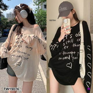 TW19076 เสื้อ oversize แขนยาว คอกลม