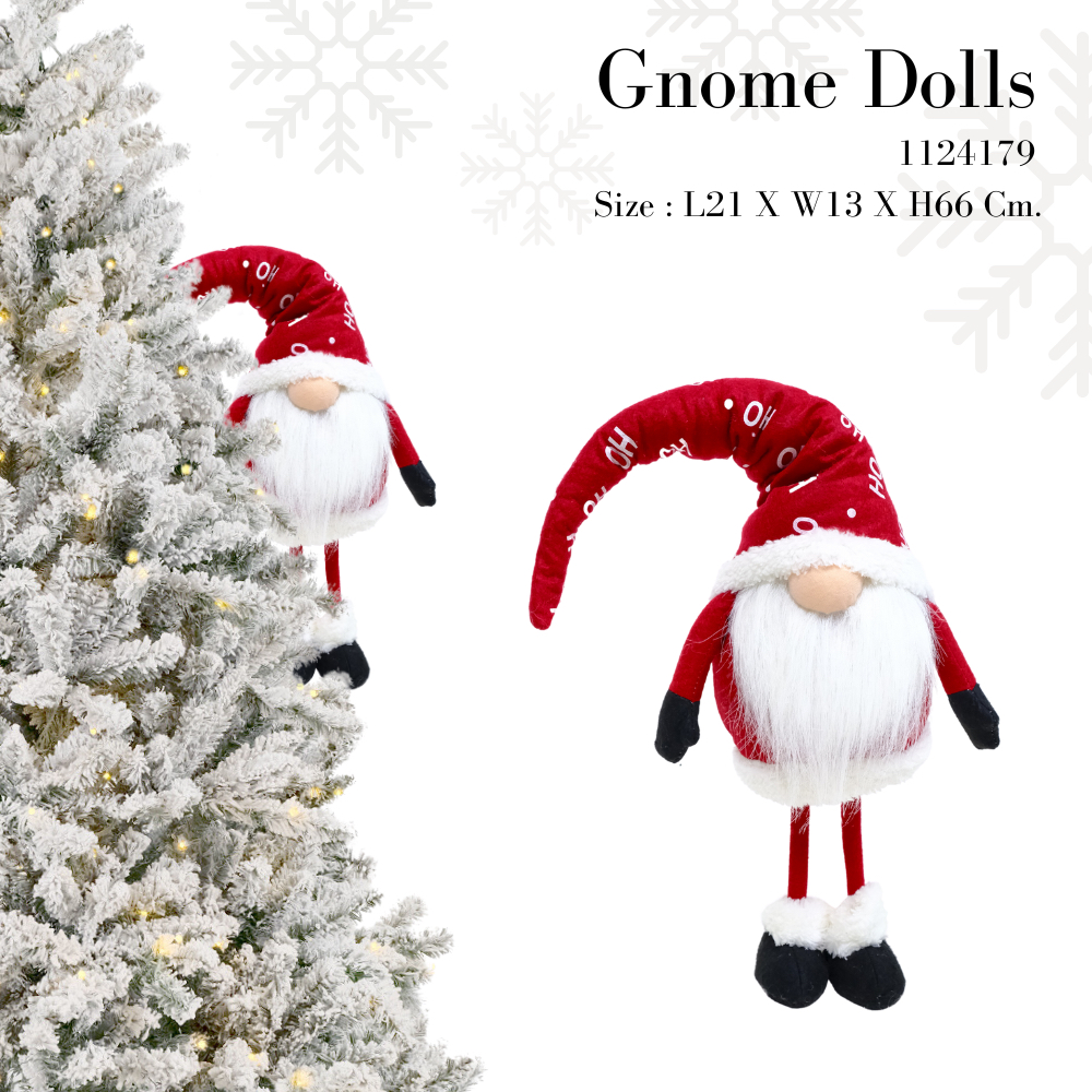1124179 Gnome Dolls Christmas Red (L21 x W13 x H55 Cm) - ตุ๊กตาโนมส์ตกแต่งเทศกาลคริสต์มาส - สีแดง
