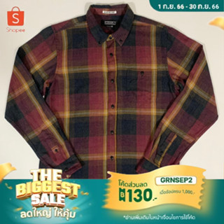 เสื้อเชิ๊ตแขนยาว Ezekiel Cotton Hitch Long Sleeve Woven Plaid in Burgundy ไซส์ M,XL ของเเท้พร้อมส่ง