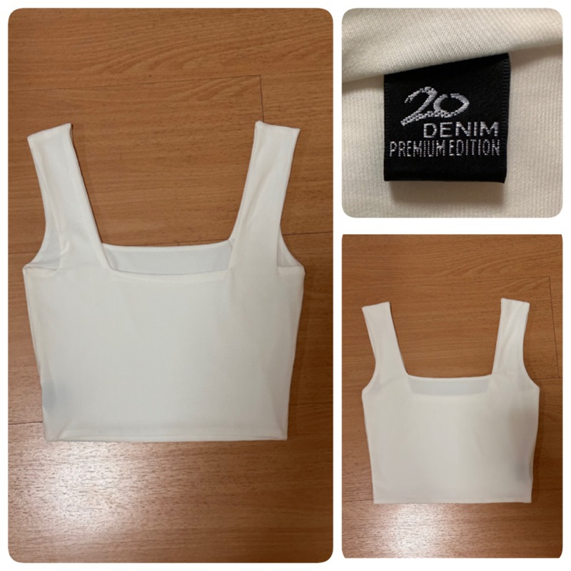 ส่งต่อ เสื้อครอป 20denim สีขาว ฟรีไซส์ (shop 250฿)