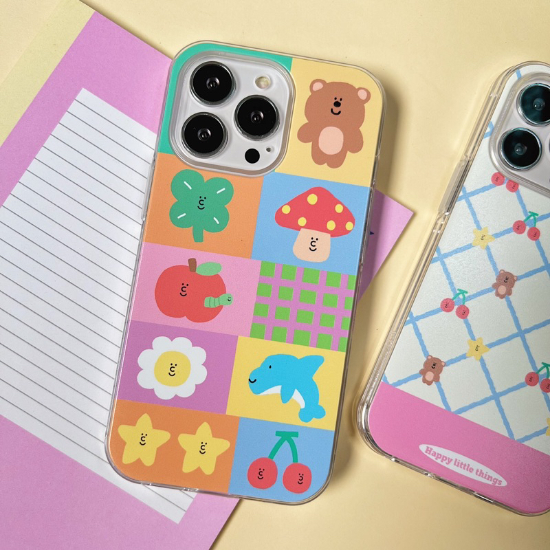 เคสสำหรับไอโฟน ลาย Random stuff (พื้นหลังทึบ) - Dual Guard เคสใส 2 ชั้น iPhone (ผลิตตามออร์เดอร์)