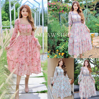 Maxidress สไตล์ วินเทจ S-2XL งานลูกไม้ เดรสยาว ลายดอก ชีฟอง ปักฉลุ ชุดเพื่อนเจ้าสาว ไปทะเล ออกงาน สวยๆ Patcha