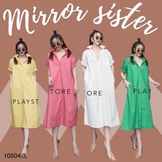 🔖ป้าย Mirrorsister​ 10504.3 เดรสเชิ้ตทรงเรียบ แขนสั้นพับทบดูเท่ห์ กระดุมผ่ายาว งานชายผ่า2ข้าง มีกระเป๋าล้วงได้2ข้างลำตัว