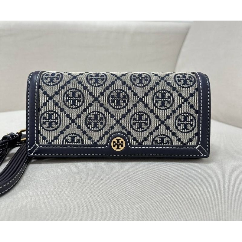 💥งานShop หายากมากกกก💥👜NEW TORY BURCH T MONOGRAM JACQUARD CHAIN WALLET (shop)📌รอเช็คสต๊อก