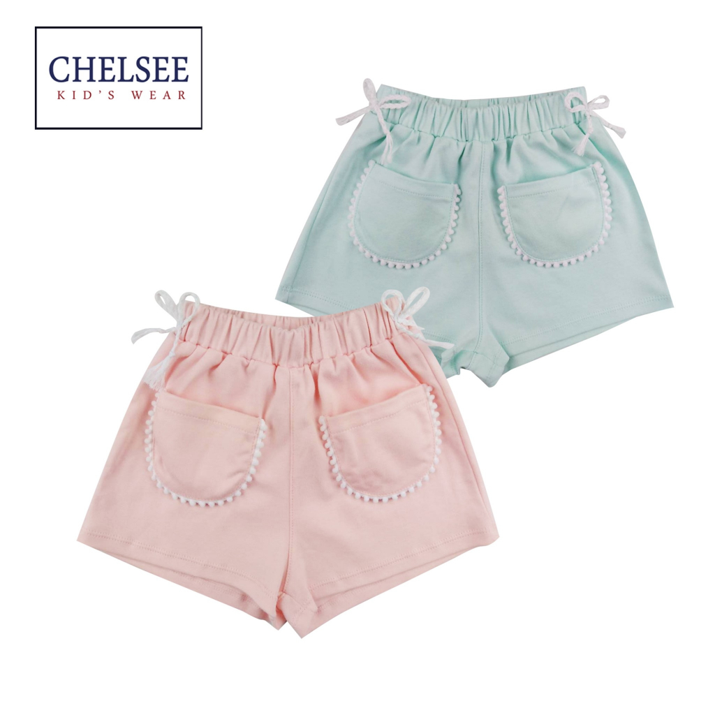 Chelsee กางเกงขาสั้น เด็กผู้หญิง รุ่น 237939 ตกแต่งกระเป๋าด้านหน้า มีโบว์ด้านข้าง อายุ 2-9ปี ผ้า 100%Cotton ผ้านุ่ม