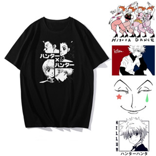 เสื้อยืด Hunter Killua อะนิเมะนักเรียนแขนสั้น Hisoka เสื้อผ้าผ้าฝ้ายแท้