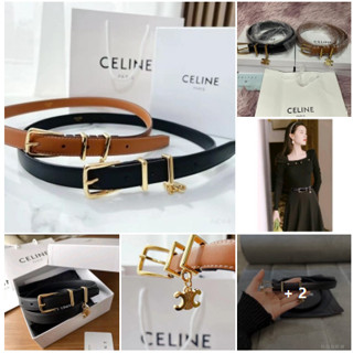 ✨พร้อมส่งจากไทย✨ รุ่นใหม่ เข็มขัดหนังผู้หญิงเส้นเล็ก แบรนด์เนม แฟชั่นเกาหลี พร้อมกล่อง มี 2 สี : ดำ น้ำตาล