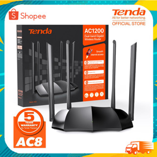 Tenda  AC8 Gigabit Router Dual Band AC1200 WIFI 4 เสา 6dBi.