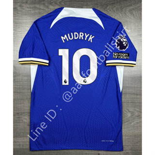 เสื้อฟุตบอล เกรด player Chelsea Home เชลซี เหย้า 2023/24 อาร์ม EPL เบอร์ชื่อ 10 MUDRYK