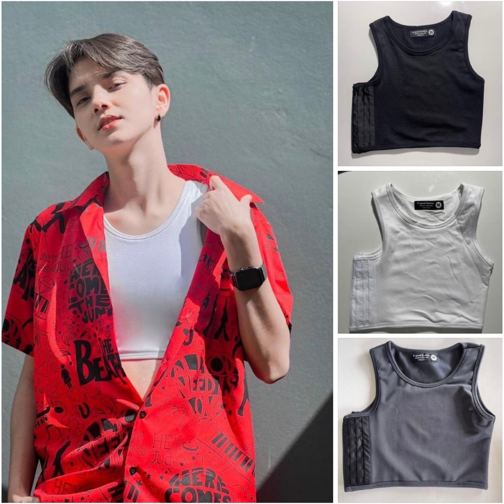 เสื้อกล้ามทอม ผ้ายืดคุณภาพดี เสื้อในทอม การันตีอกแบน ใส่แทนสเตย์ ใส่สบาย ไม่อึดอัด - รุ่นครึ่งตัว