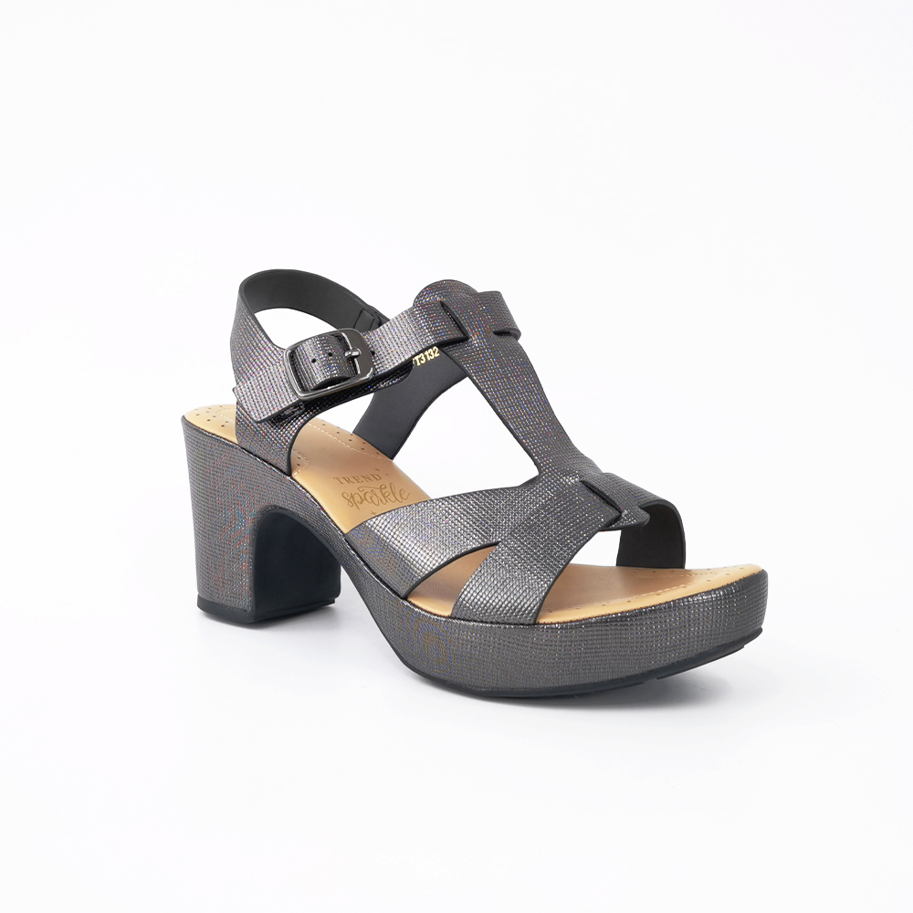 TREND รองเท้าหนัง PU/รองเท้าส้นสูง ส้น 7.5 CM. รุ่น BAHAMAS สี M.BLACK | รองเท้าส้นสูง ผู้หญิง