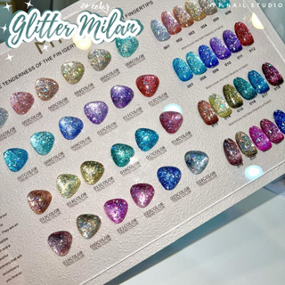 (แบบแยกขวด) Glitter Milan 24 สี สีกลิตเตอร์ สีเจล ยาทาเล็บ