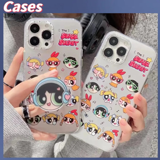 คูปองเคลม🎀เคสไอโ case for iphone 11 12 การ์ตูน Powerpuff Girls แบบเต็มจอ เคส 14 13 12 11 pro max เคสโทรศัพท์แบบตั้งพื้น