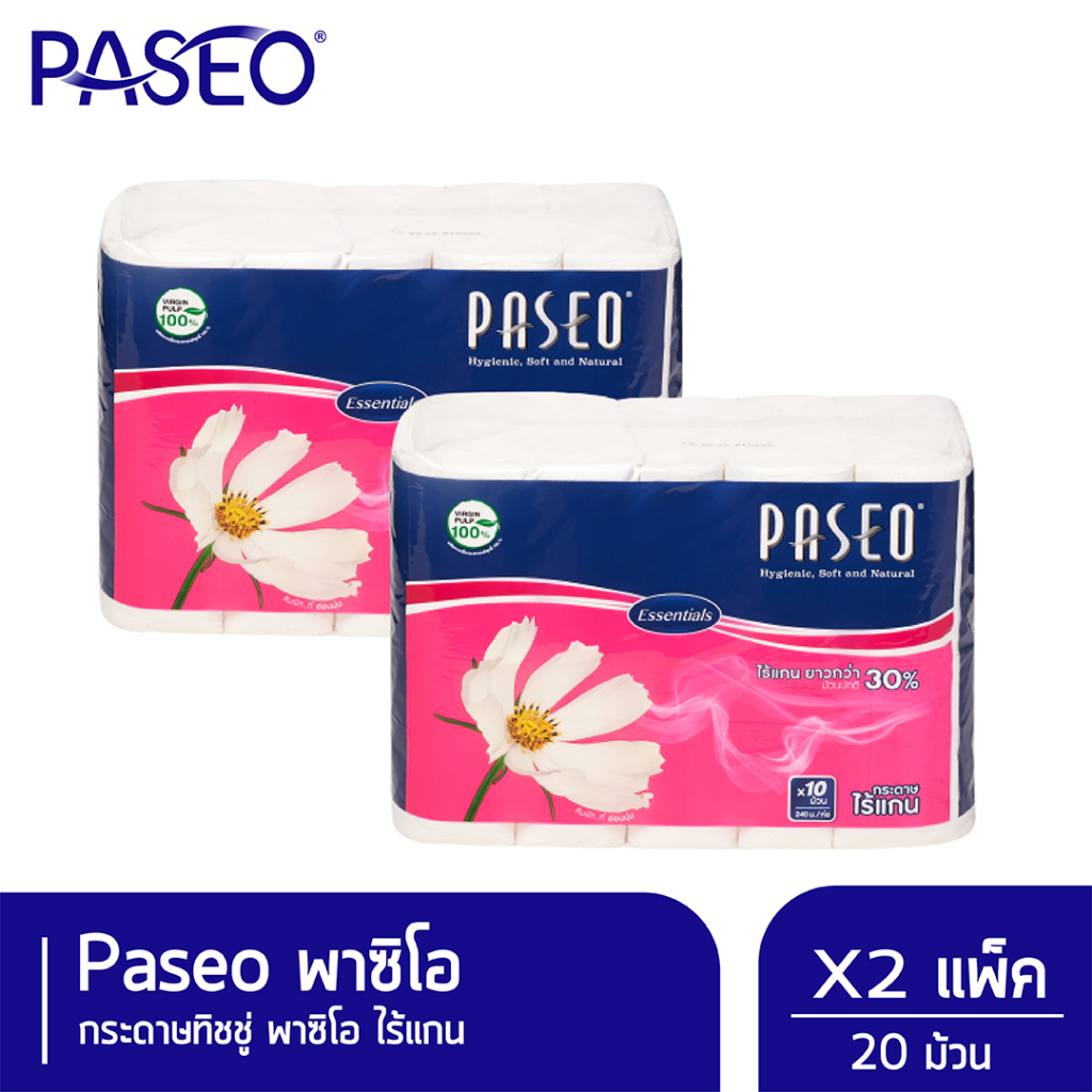 [แพ๊คู่] Paseo พาซิโอ กระดาษทิชชู่ไร้แกน หนา 2 ชั้น แพ๊ค 10 ม้วน