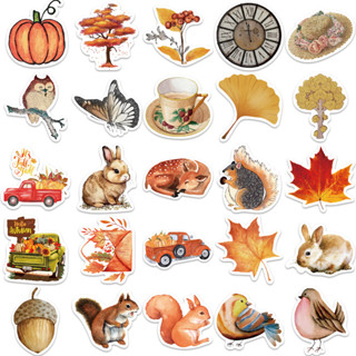 CAMPING ญี่ปุ่น ฤดูใบไม้ร่วง กระต่าย ภูมิประเทศ ใบเมเปิล Japan autumn rabbit Sticker สติ๊กเกอร์ 50pcs