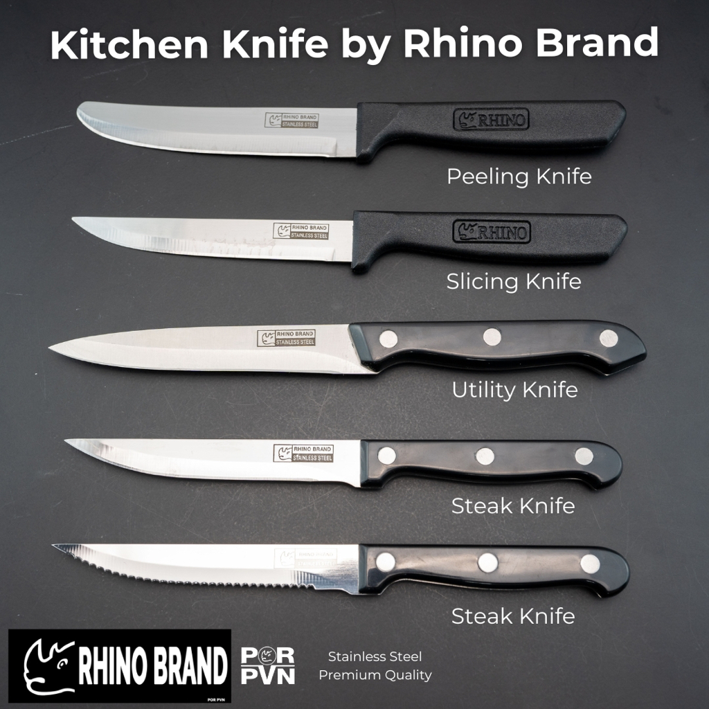 มีดทำครัว มีดทำอาหาร มีดสแตนเลส ดีกว่า KIWI มีดแรด มีด Rhino Brand ด้ามดำ 5151 5111 5101 5171 9101