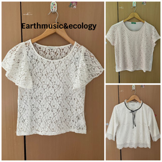 เสื้อลูกไม้ผู้หญิงแบรนด์ Earthmusic&amp;ecology แท้💯%มือสอง