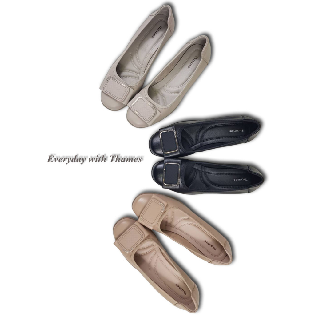 Thames(เทมส์) รองเท้าคัชชูหนังแท้ส้นเตารีด Shoes-TH41064