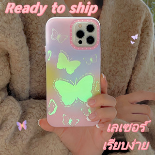 ✨NEW✨เคสไอโฟน 14 Pro Max 13 12 11 เคส for iPhone 13 กระจกเงา ผีเสื้อ พกง่ายๆ การป้องกันการตก Case