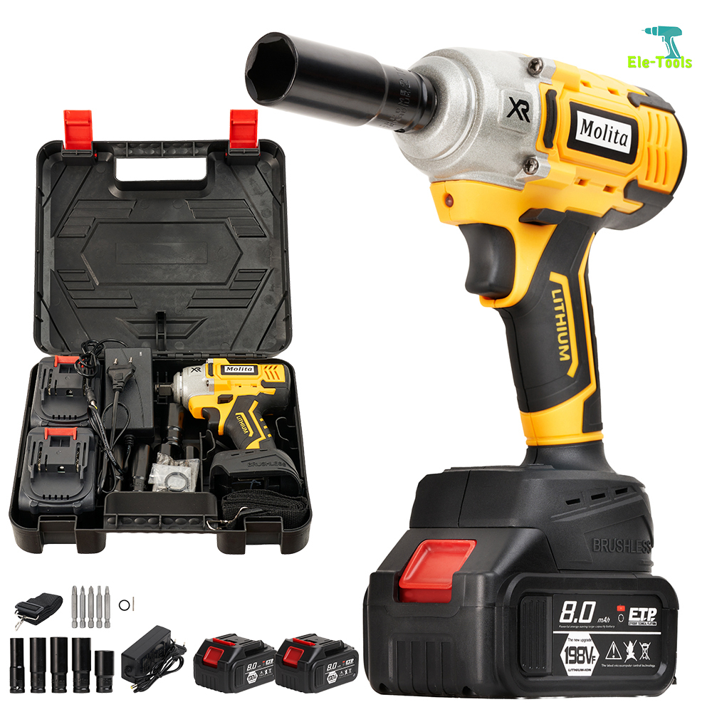 MOLITA บล็อกไฟฟ้า 198V บล็อกแบต  2ระบบ  อย่างดี 1ก้อน หรือ 2ก้อน บล็อกไร้สาย บล็อกไฟฟ้าไร้สาย รุ่น M