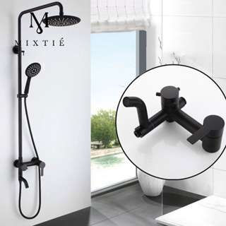 Shower Head Faucet Set ชุดฝักบัว ก๊อกน้ำฝักบัวอาบน้ำ 304 ชุดฝักบัวอาบน้ำสแตนเลสสีดำ ร้อนและเย็น ก๊อกน้ำฝักบัวอาบน้ำร้อน