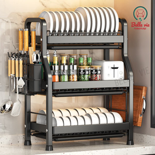 BV ชั้นวางจาน 2/3ชั้น พร้องถาดรองน้ำ สแตนเลสเคลือบสีดำ ทนทาน…