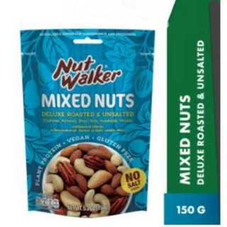 นัทวอล์คเกอร์ มิกซ์นัทเดอลุกซ์ไม่ใส่เกลือ 150 ก. Nut walker Deluxe Roasted &amp; Unsalted Mixed Nuts 150 g.