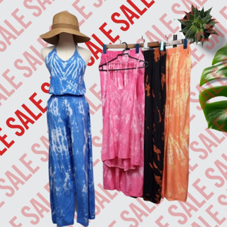 MM12850 Set เสื้อคล้องคอ+กางเกงขายาว มัดย้อม Set halter top + tie dye pantsSet halter top + tie dye pants