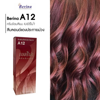 พร้อมส่ง - Berina เบอริน่า A12 สีย้อมผม สีบลอนด์แดงประกายม่วง ยาย้อมผม ปิดผมหงอก ปิดผมขาว ครีมเปลี่ยนสีผม ราคาถูก ส่งไว