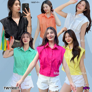 👗Pfashion [ส่งไวมาก🚛] P19087 เสื้อเชิ้ต คอปก แขนกุด ..