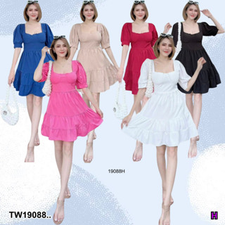 👗Pfashion [ส่งไวมาก🚛] TW19088 มินิเดรส แขนสั้น กระโปรงแต่งระบายเล็ก ..